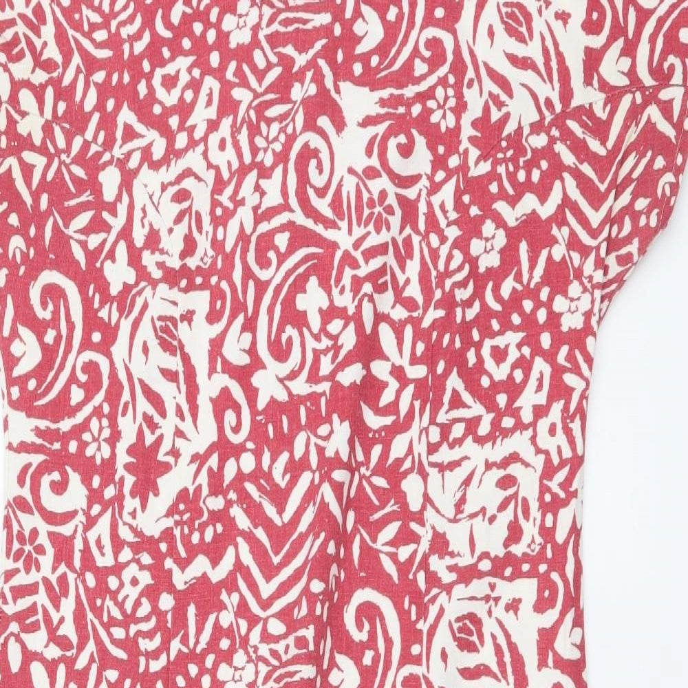 TU Womens Red Geometric Cotton A-Line Size 12 Round Neck Pullover