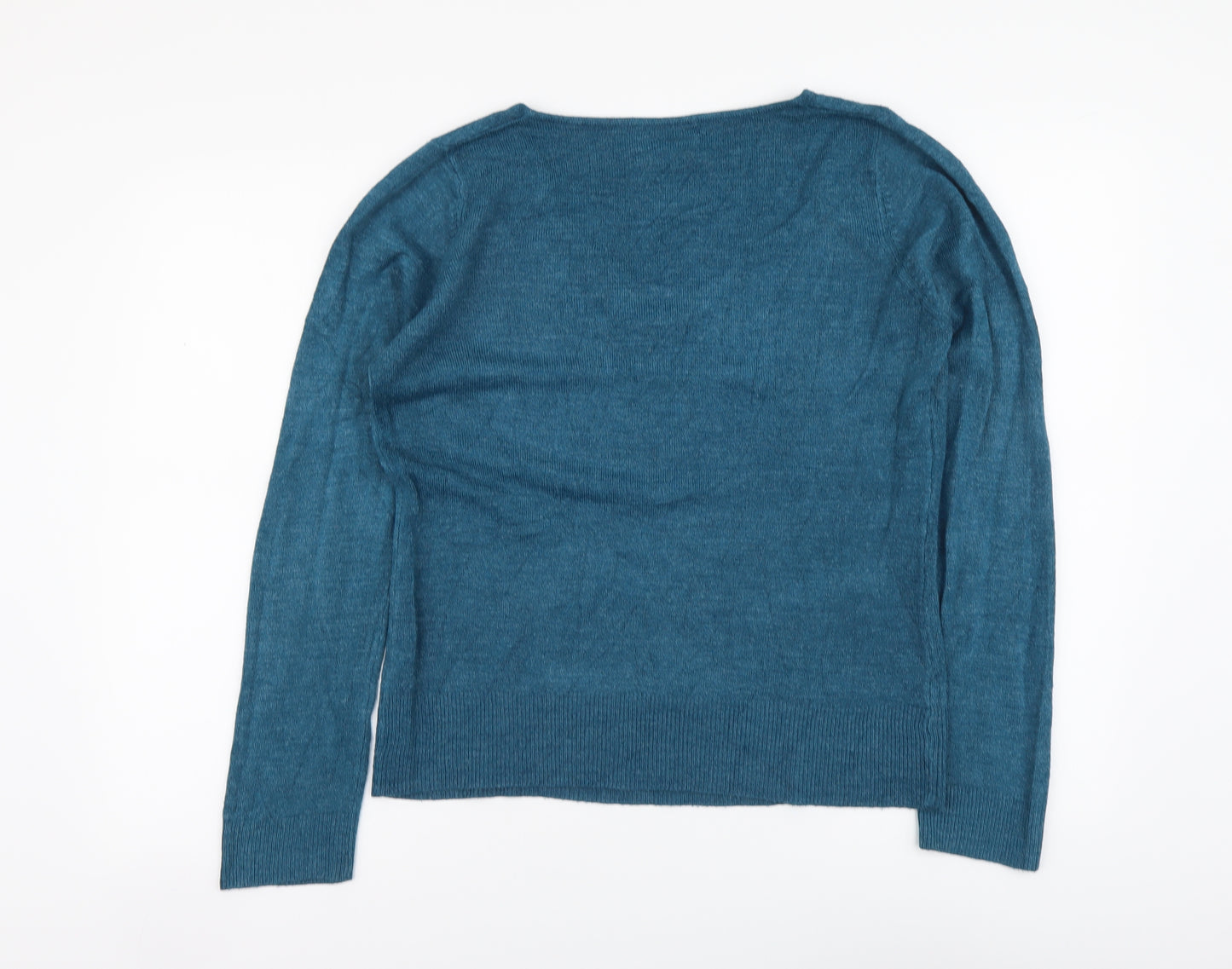 BHS Womens Blue V-Neck Acrylic Pullover Jumper Size 12