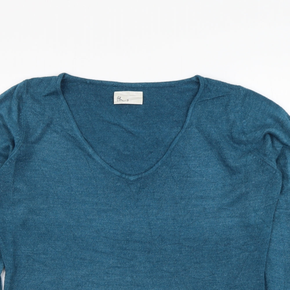 BHS Womens Blue V-Neck Acrylic Pullover Jumper Size 12