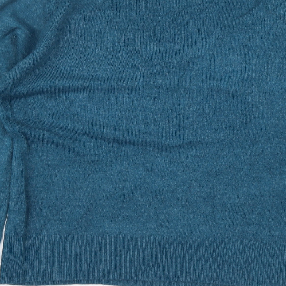 BHS Womens Blue V-Neck Acrylic Pullover Jumper Size 12