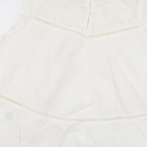 Love&Jeans Womens Ivory Cotton Basic T-Shirt Size M Mock Neck