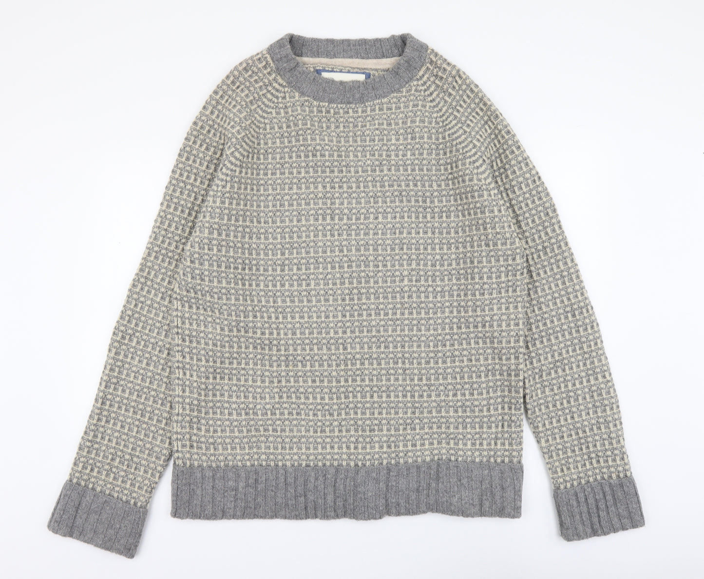 Fat Face Mens Grey Round Neck Acrylic Pullover Jumper Size XL