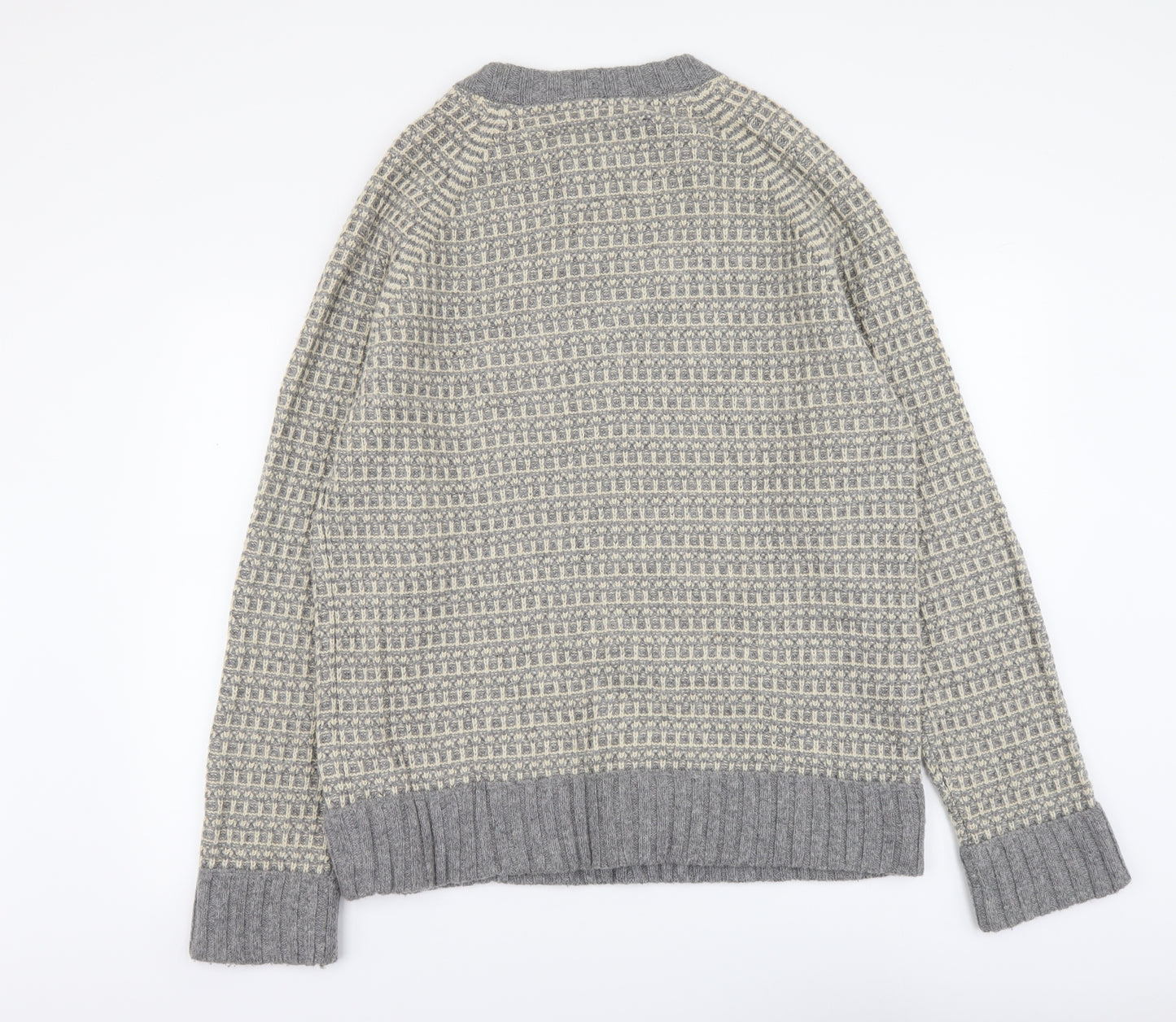 Fat Face Mens Grey Round Neck Acrylic Pullover Jumper Size XL