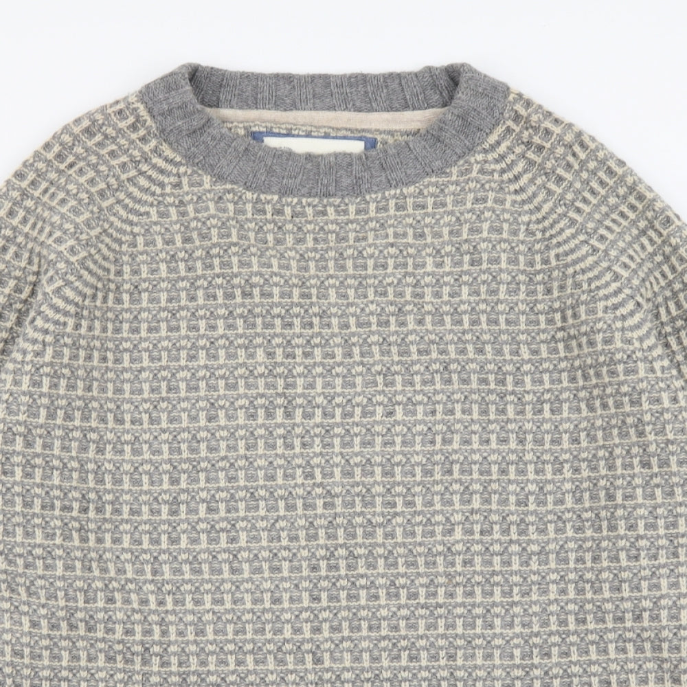Fat Face Mens Grey Round Neck Acrylic Pullover Jumper Size XL