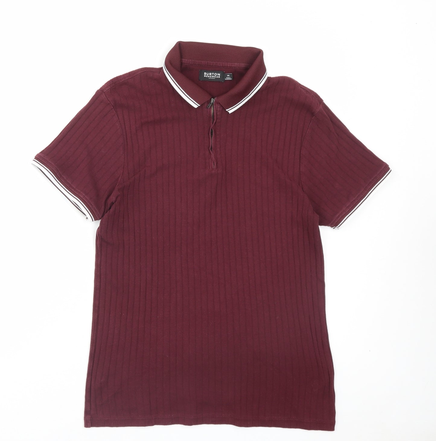 Burton Mens Purple Cotton Polo Size M Collared Zip