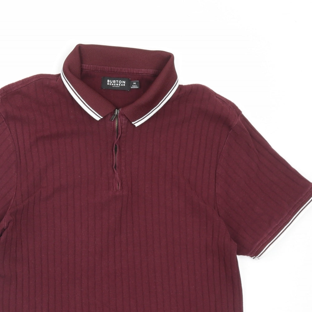 Burton Mens Purple Cotton Polo Size M Collared Zip
