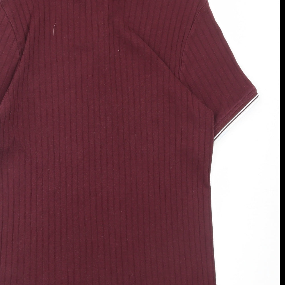 Burton Mens Purple Cotton Polo Size M Collared Zip
