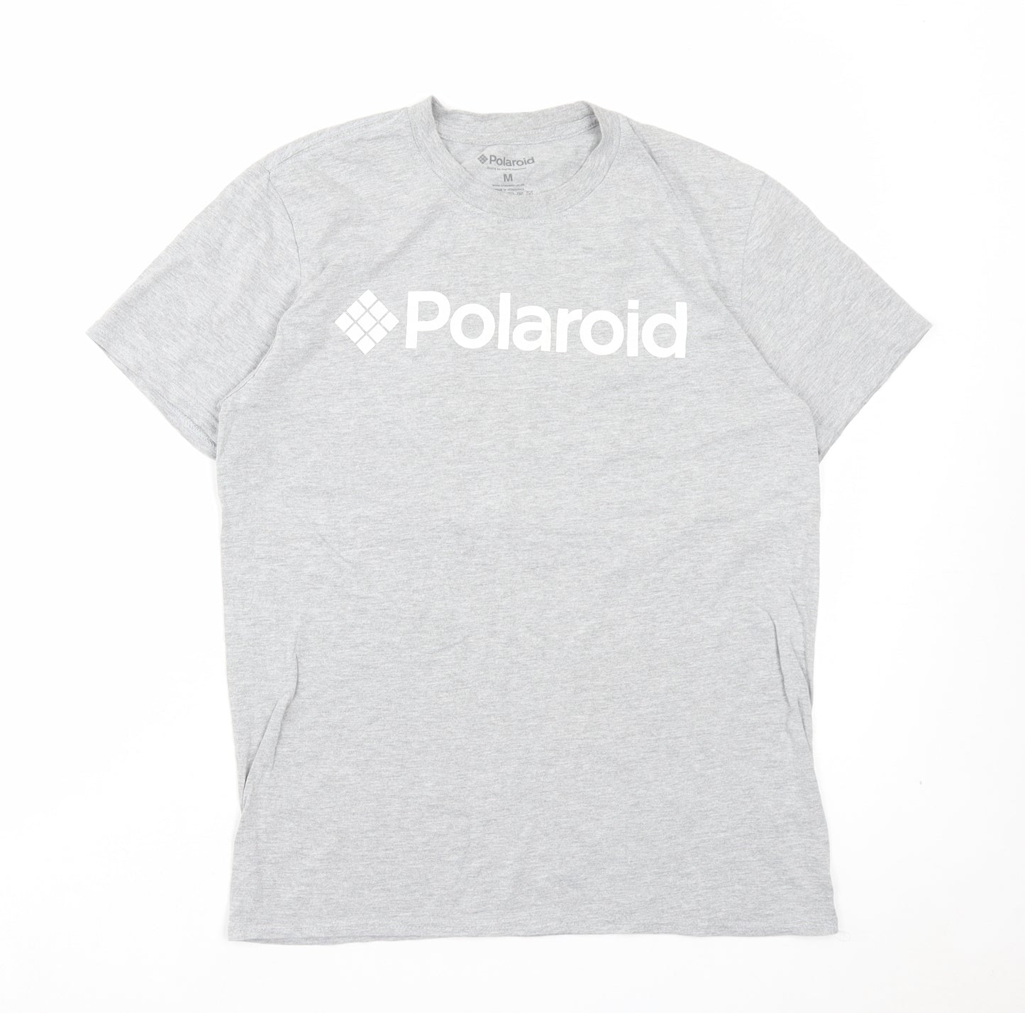 Polaroid Mens Grey Cotton T-Shirt Size M Crew Neck