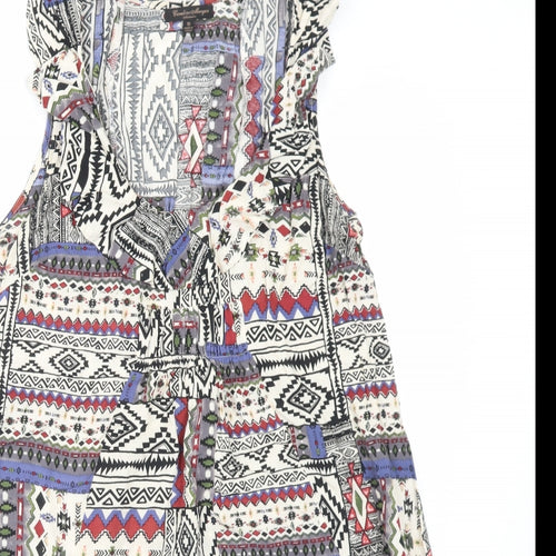 Karoline Morgan Womens Multicoloured Geometric Viscose A-Line Size 10 V-Neck Pullover