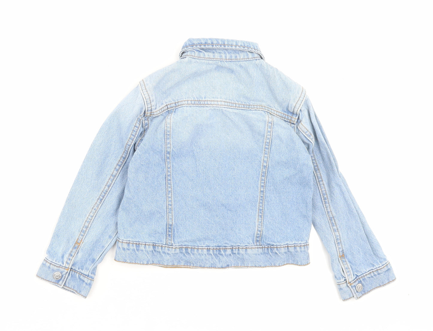 F&F Girls Blue Basic Jacket Jacket Size 4-5 Years Button