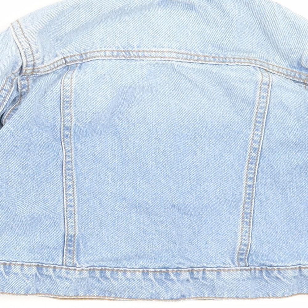 F&F Girls Blue Basic Jacket Jacket Size 4-5 Years Button