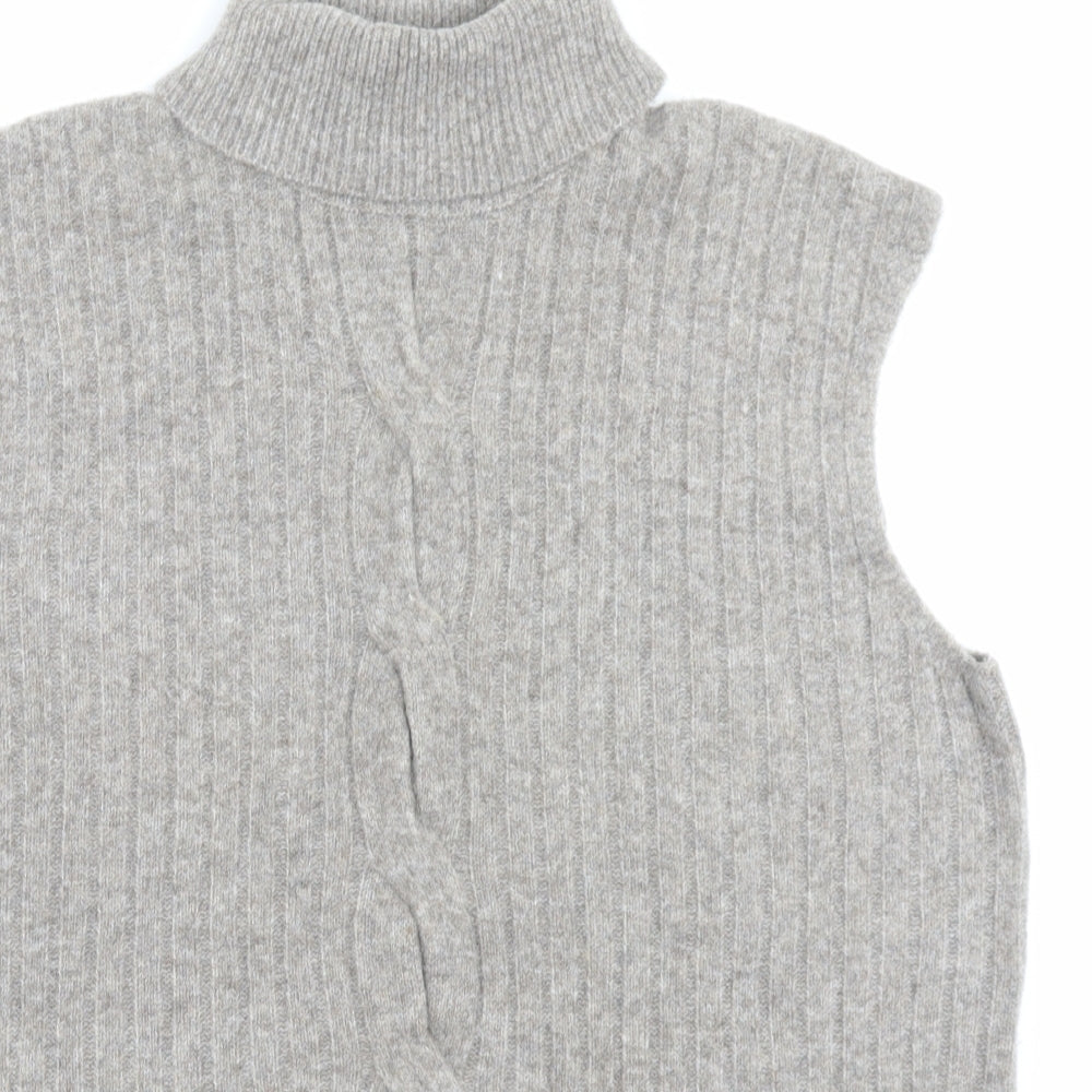 F&F Womens Brown Roll Neck Acrylic Vest Jumper Size L