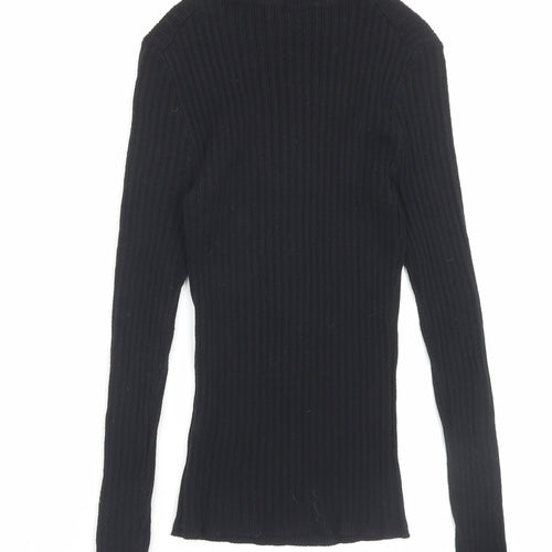 Primark Womens Black Mock Neck Polyester Pullover Jumper Size S