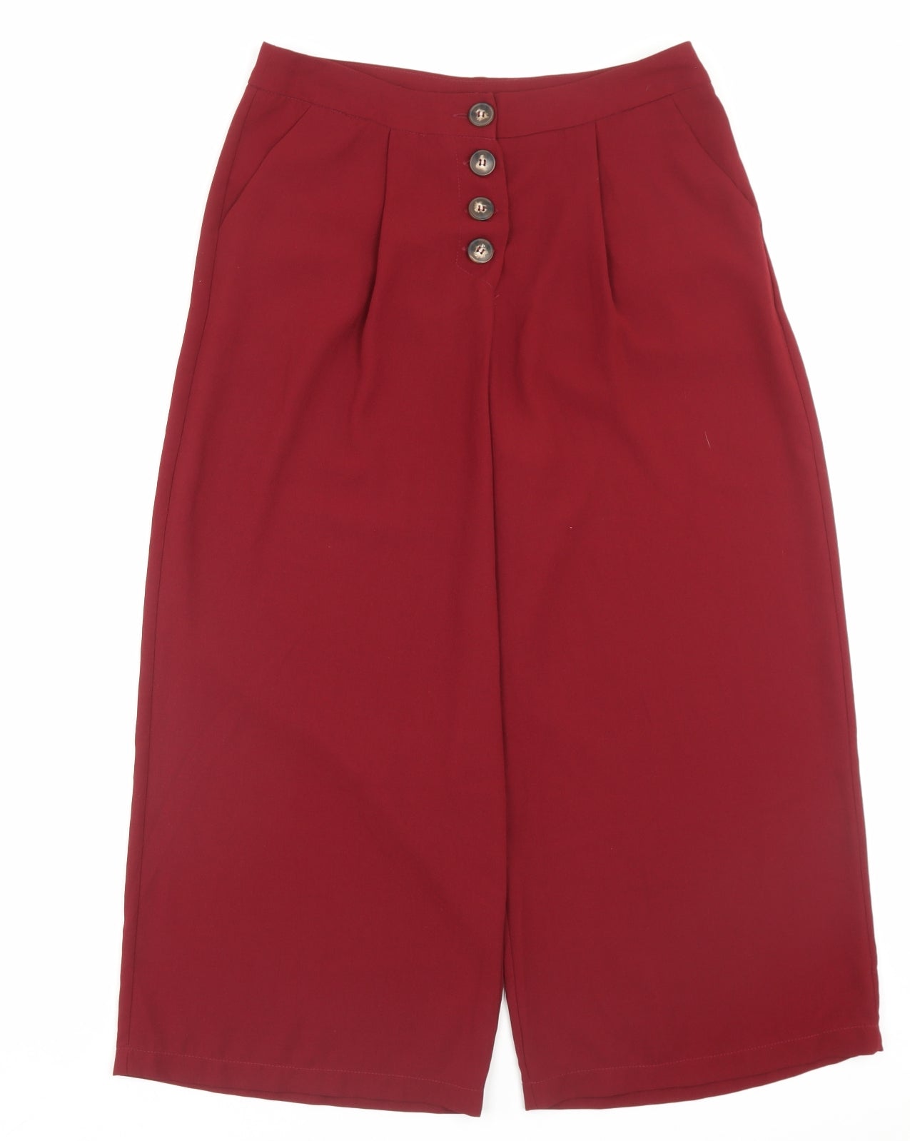 Primark Womens Red Polyester Cropped Trousers Size 12 L22 in Regular Button