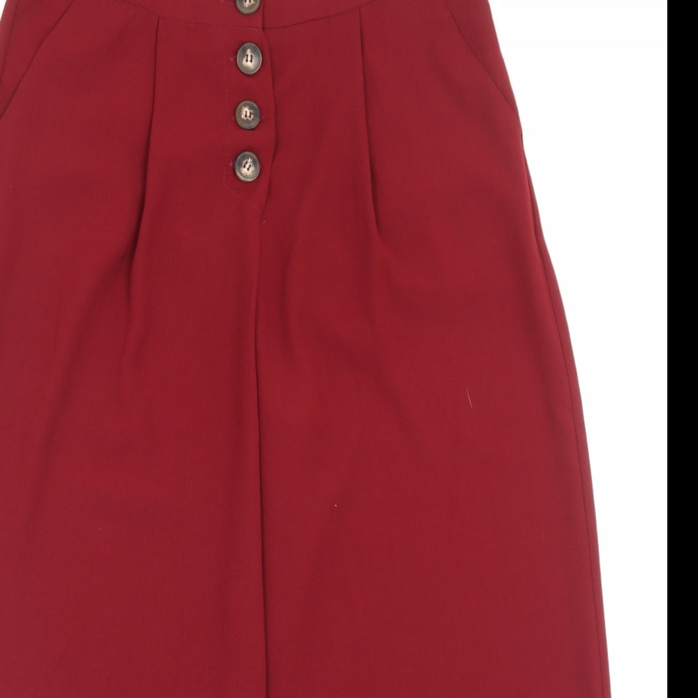 Primark Womens Red Polyester Cropped Trousers Size 12 L22 in Regular Button
