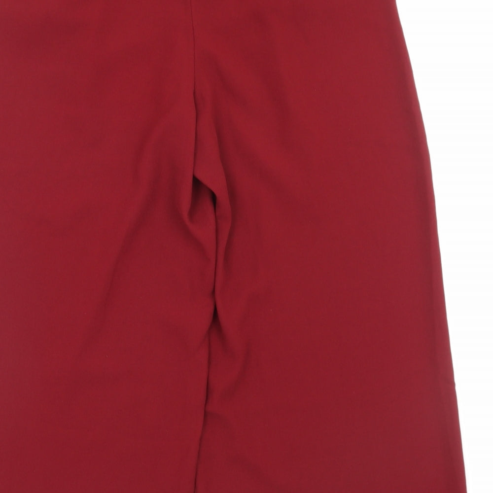 Primark Womens Red Polyester Cropped Trousers Size 12 L22 in Regular Button