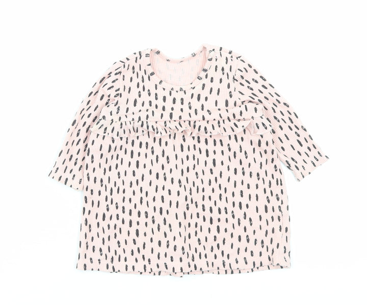 George Girls Pink Geometric Cotton A-Line Size 3-6 Months Crew Neck Button