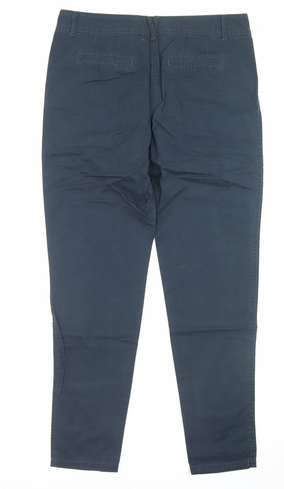 George Womens Blue Cotton Trousers Size 12 L30 in Regular Button
