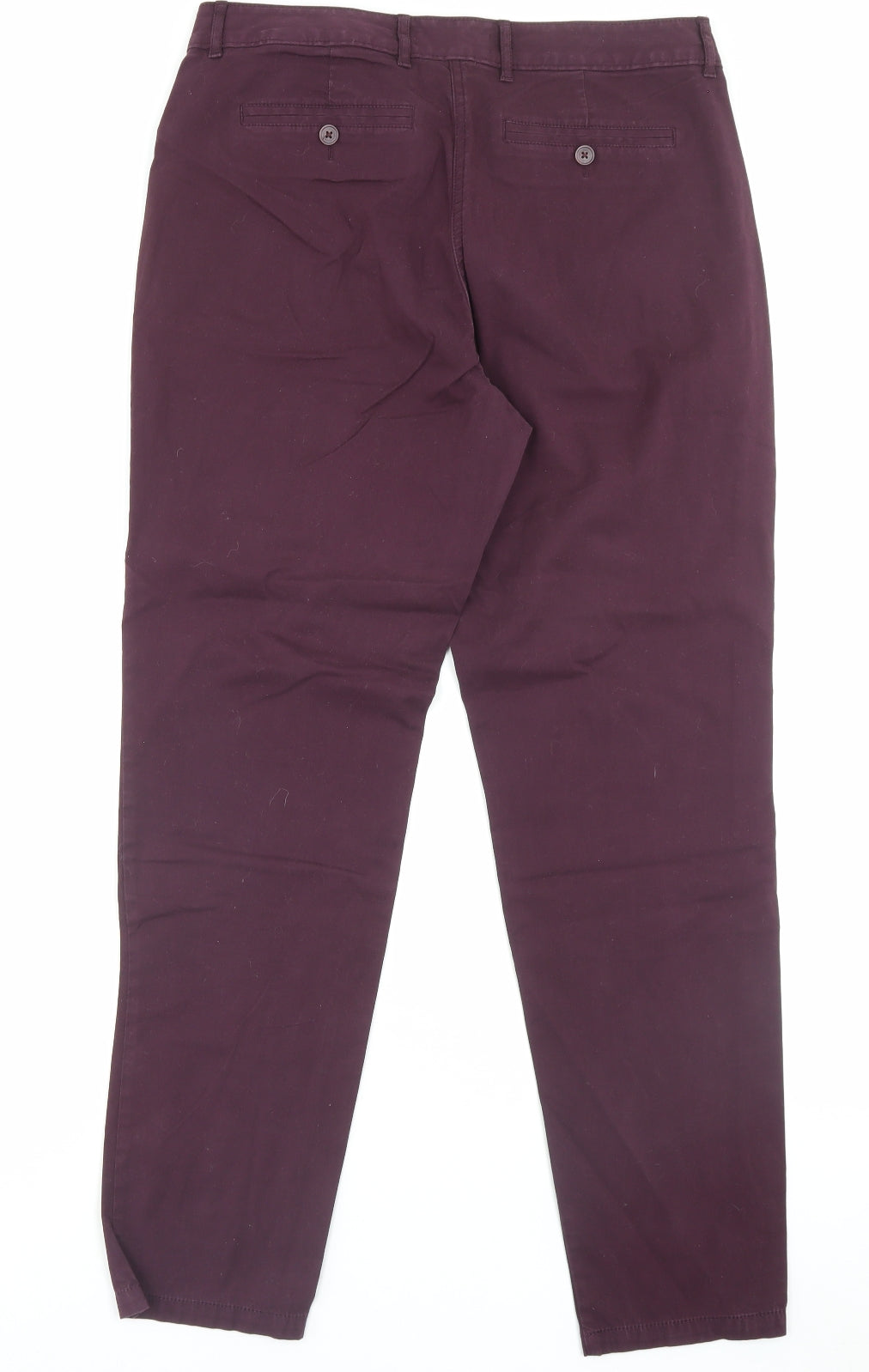 Marks and Spencer Womens Purple Cotton Chino Trousers Size 12 L29 in Regular Button