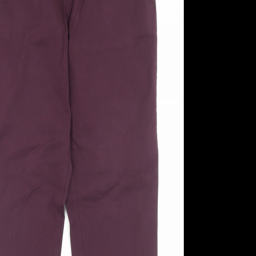 Marks and Spencer Womens Purple Cotton Chino Trousers Size 12 L29 in Regular Button