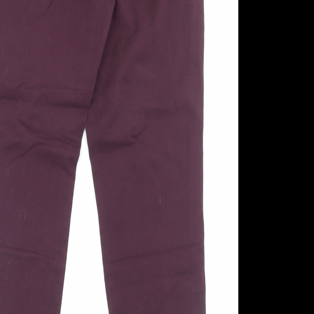 Marks and Spencer Womens Purple Cotton Chino Trousers Size 12 L29 in Regular Button