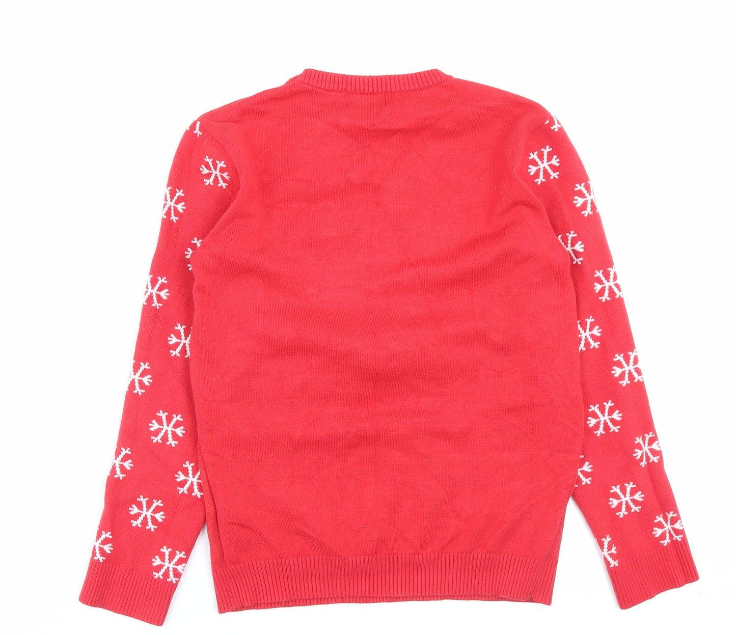 Festive fun Womens Red Crew Neck Viscose Pullover Jumper Size 10 - Christmas