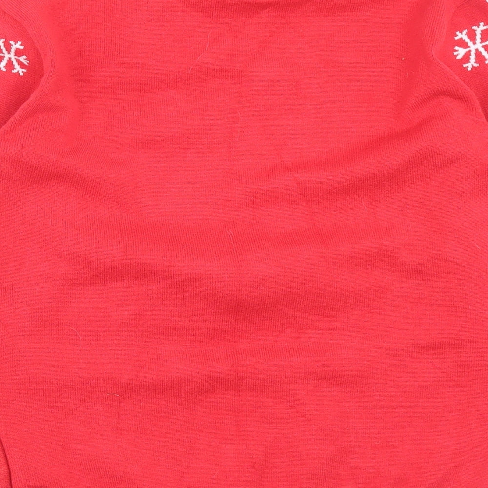 Festive fun Womens Red Crew Neck Viscose Pullover Jumper Size 10 - Christmas