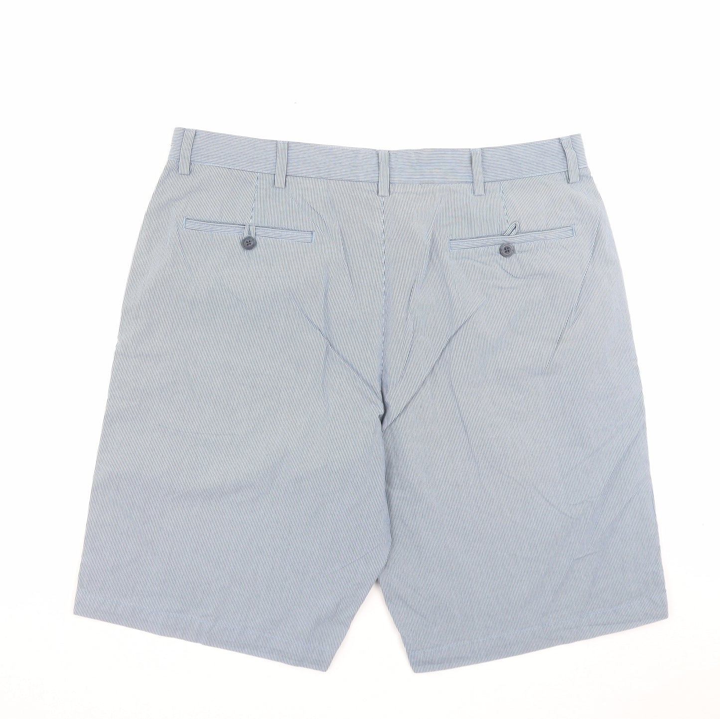 Blue Harbour Mens Blue Striped Cotton Chino Shorts Size 38 in L11 in Regular Button