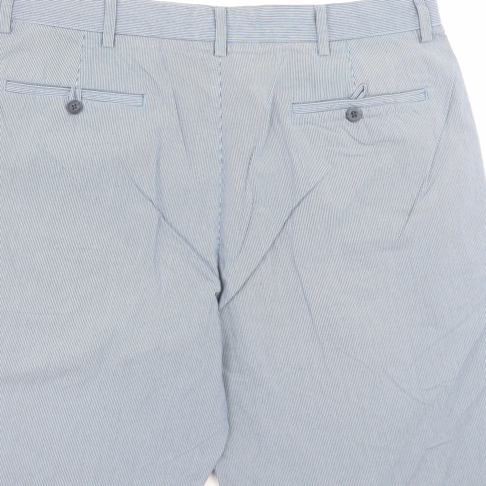 Blue Harbour Mens Blue Striped Cotton Chino Shorts Size 38 in L11 in Regular Button