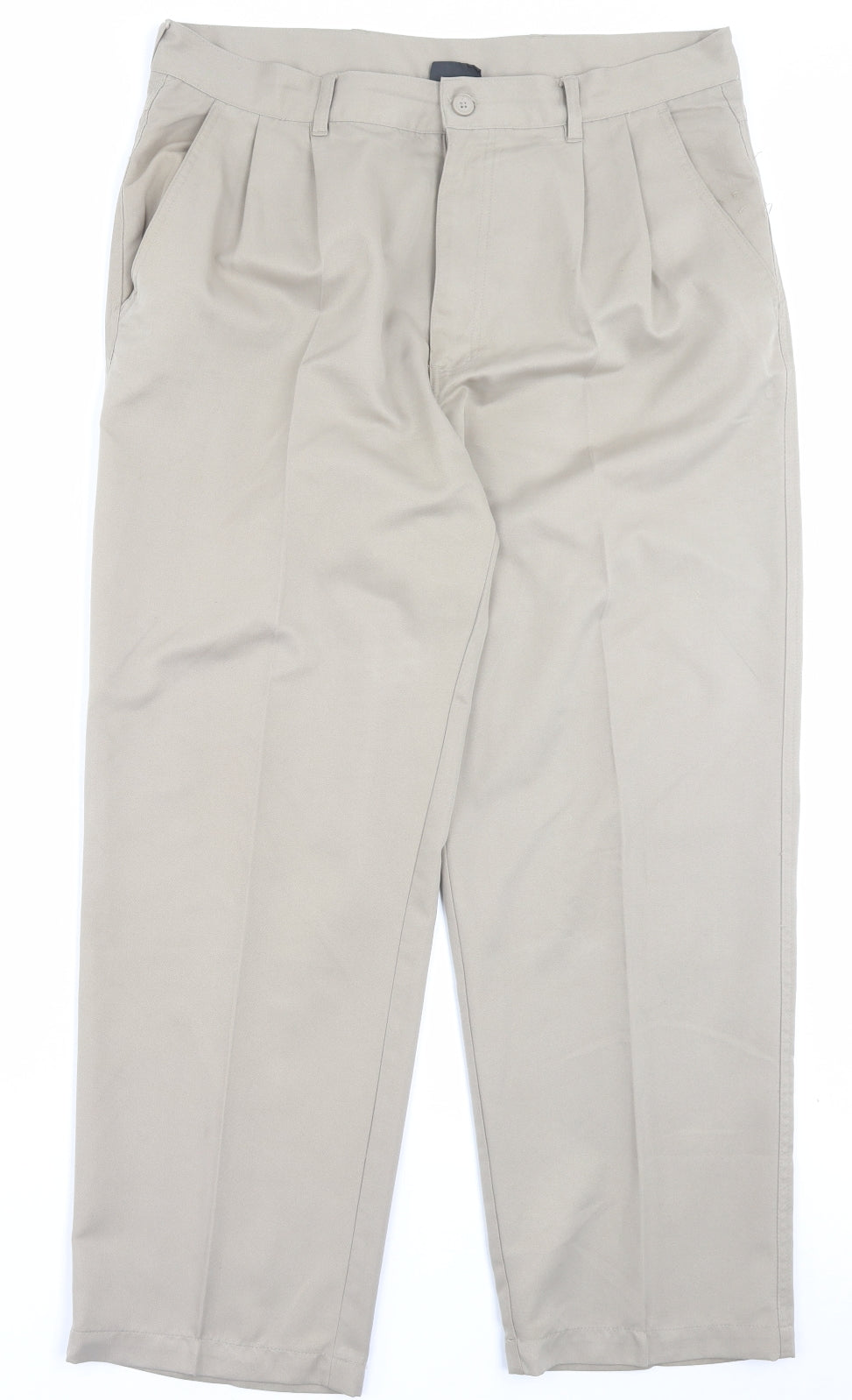 Dunlop Mens Beige Polyester Trousers Size 36 in L29 in Regular Button