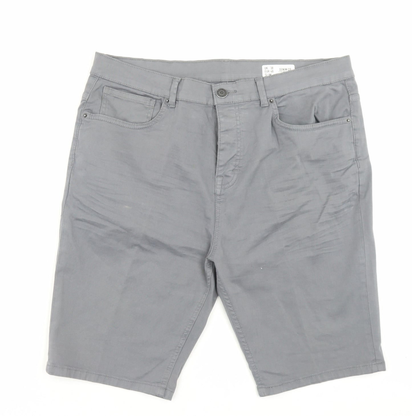 Denim & Co. Mens Grey Cotton Bermuda Shorts Size 38 in L10 in Regular Button