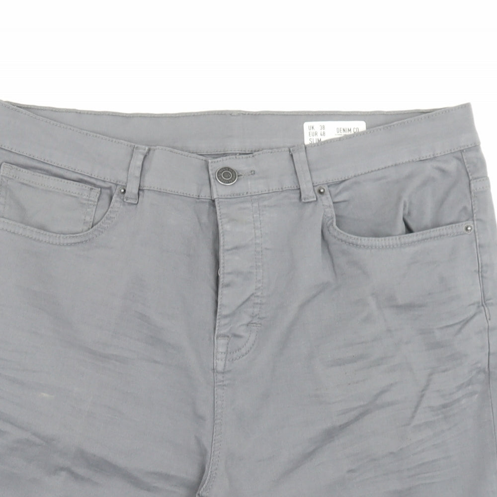 Denim & Co. Mens Grey Cotton Bermuda Shorts Size 38 in L10 in Regular Button