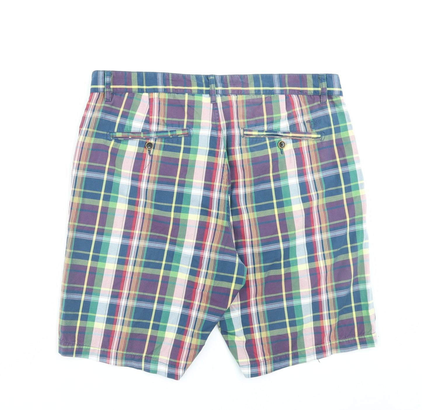 GANT Mens Multicoloured Plaid Cotton Bermuda Shorts Size 36 in L10 in Regular Button