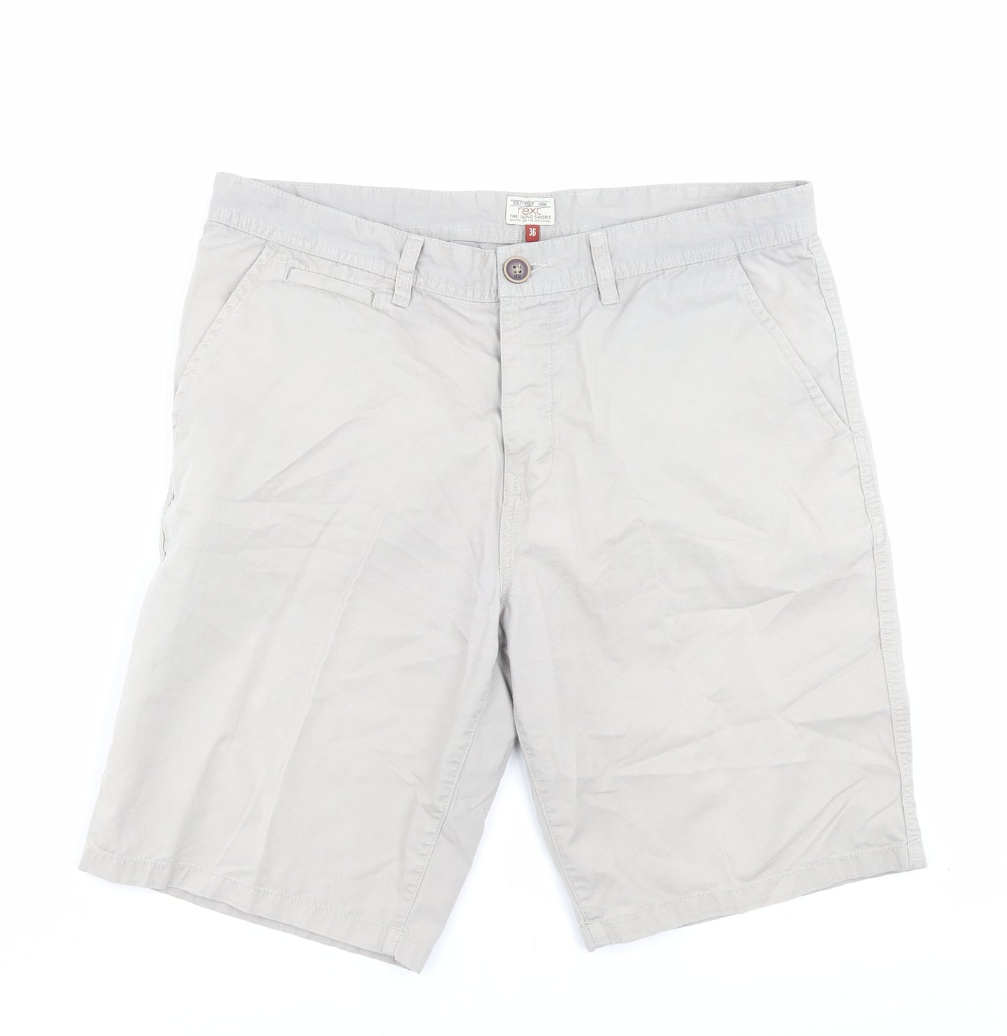 NEXT Mens Beige Cotton Chino Shorts Size 36 in L10 in Regular Button