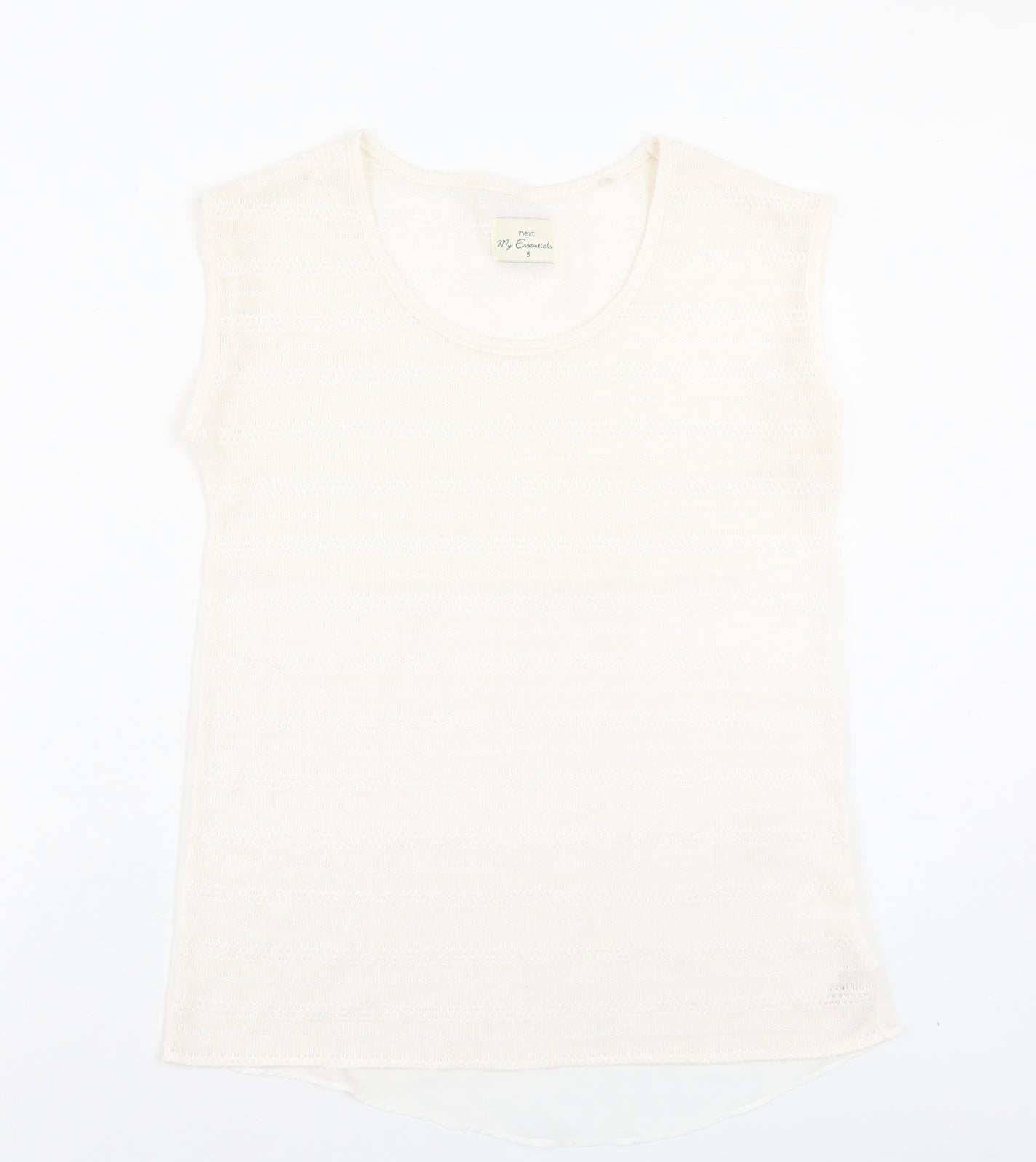 NEXT Womens White Polyester Basic T-Shirt Size 8 Crew Neck