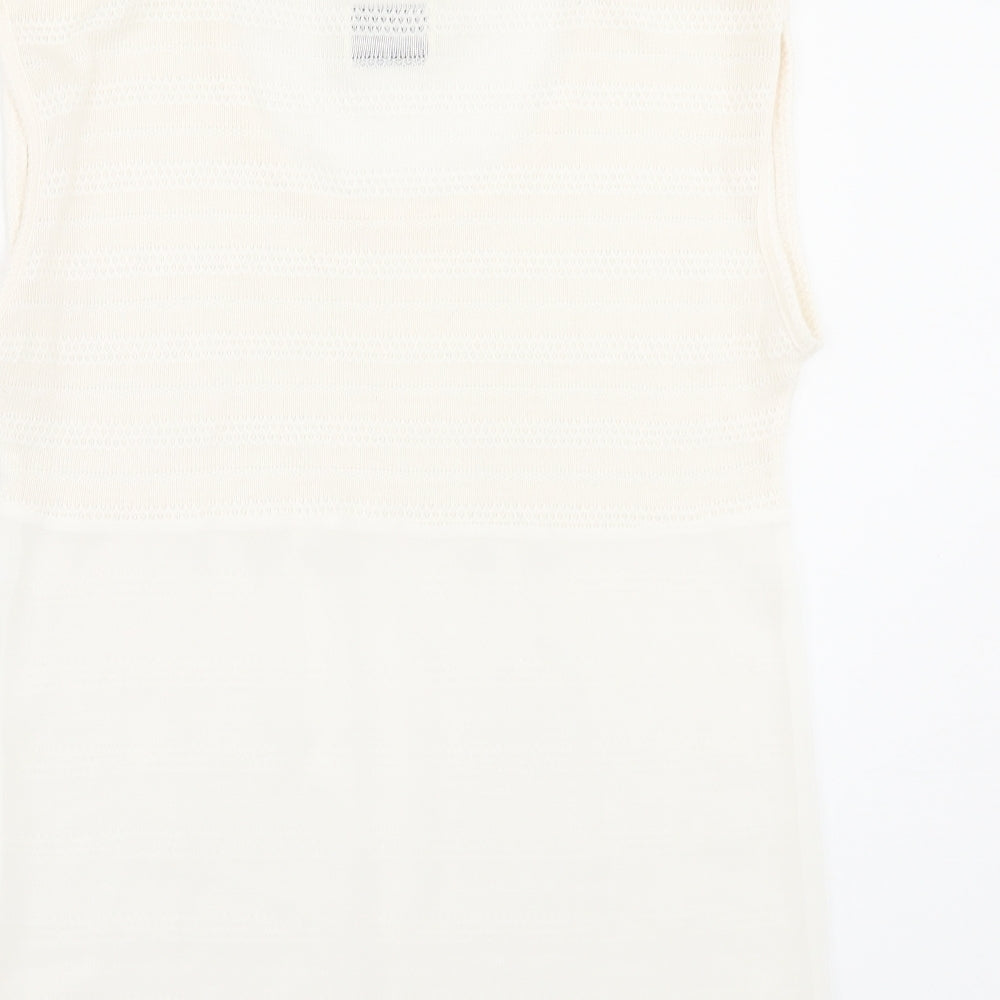 NEXT Womens White Polyester Basic T-Shirt Size 8 Crew Neck