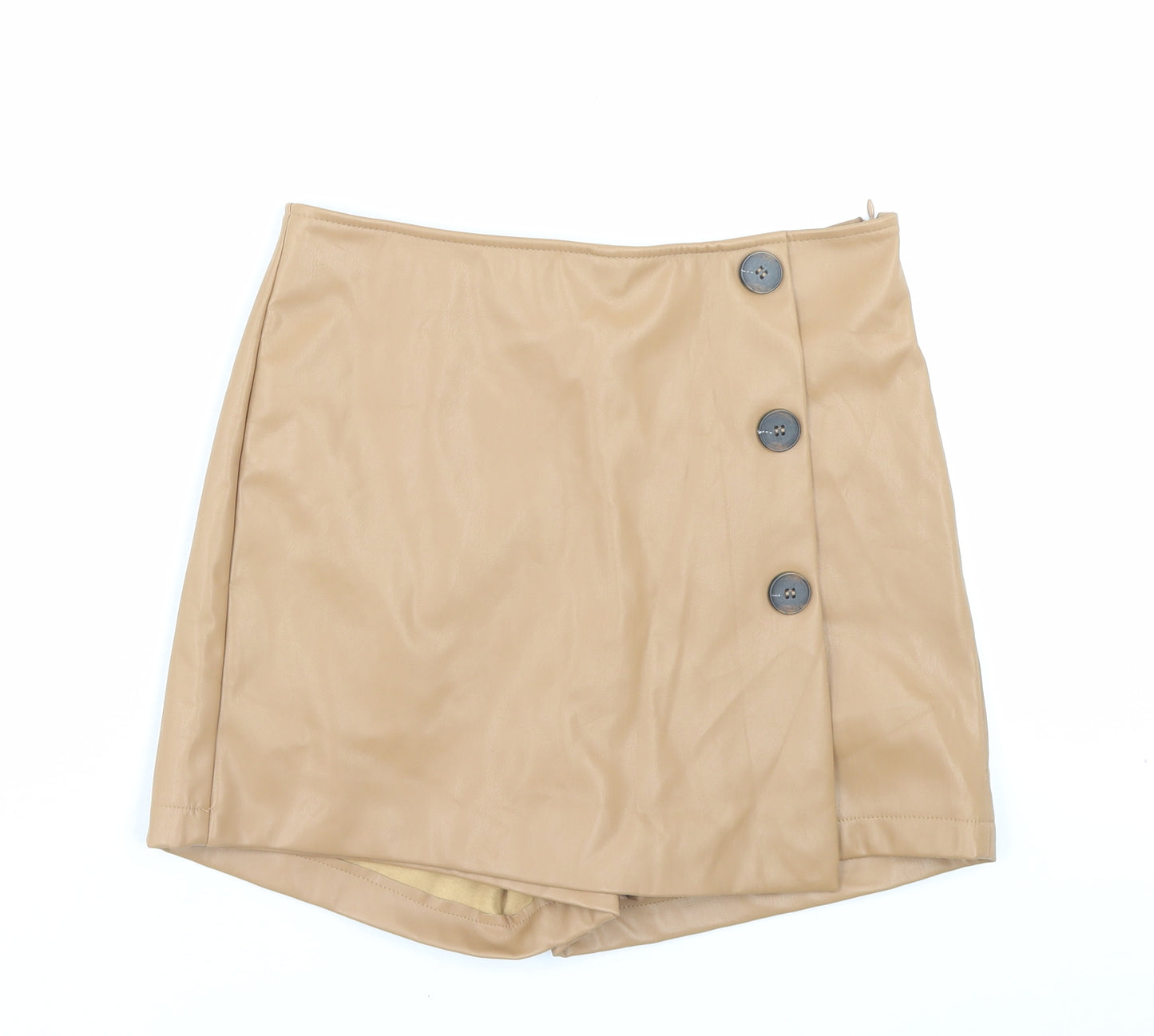 Primark Womens Brown Polyester Skort Size 12 Zip