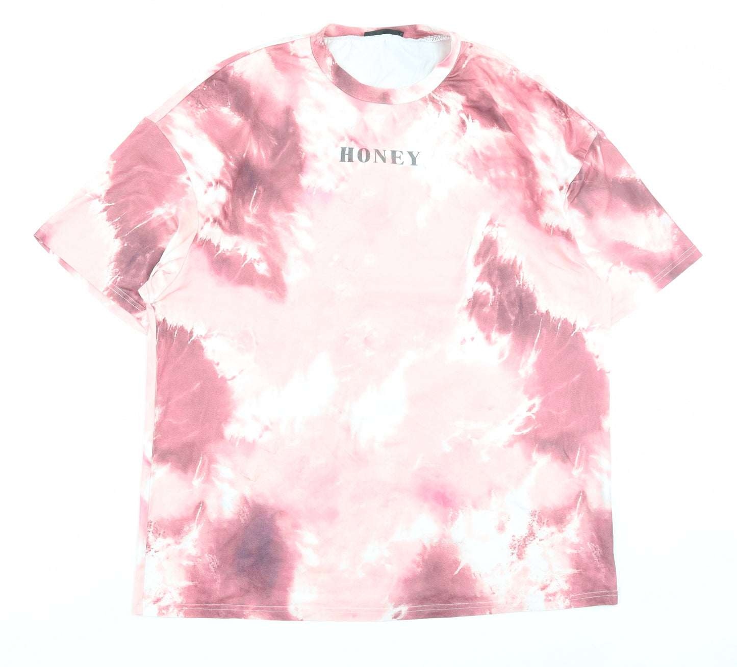 SheIn Womens Pink Polyester Basic T-Shirt Size L Crew Neck - Honey