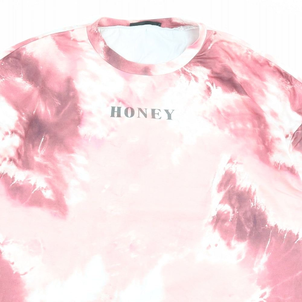 SheIn Womens Pink Polyester Basic T-Shirt Size L Crew Neck - Honey