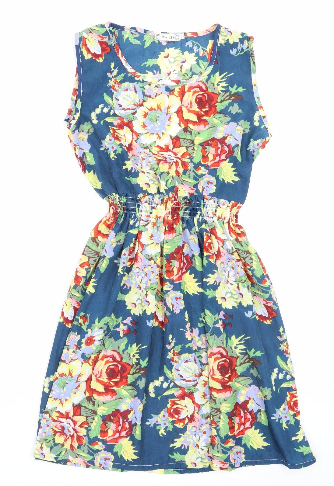 Liva Girl Womens Multicoloured Floral Polyester Fit & Flare Size 2XL Scoop Neck Pullover