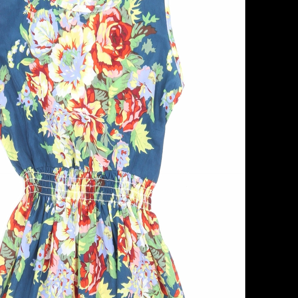 Liva Girl Womens Multicoloured Floral Polyester Fit & Flare Size 2XL Scoop Neck Pullover
