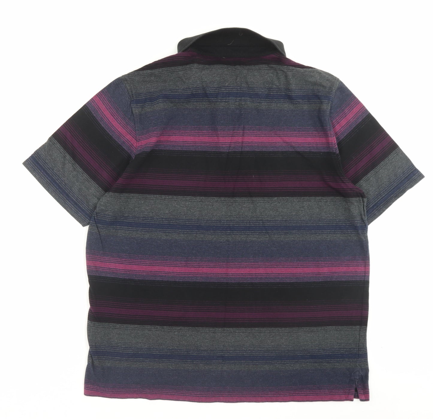 Marks and Spencer Mens Multicoloured Striped Cotton Polo Size XL Collared Button