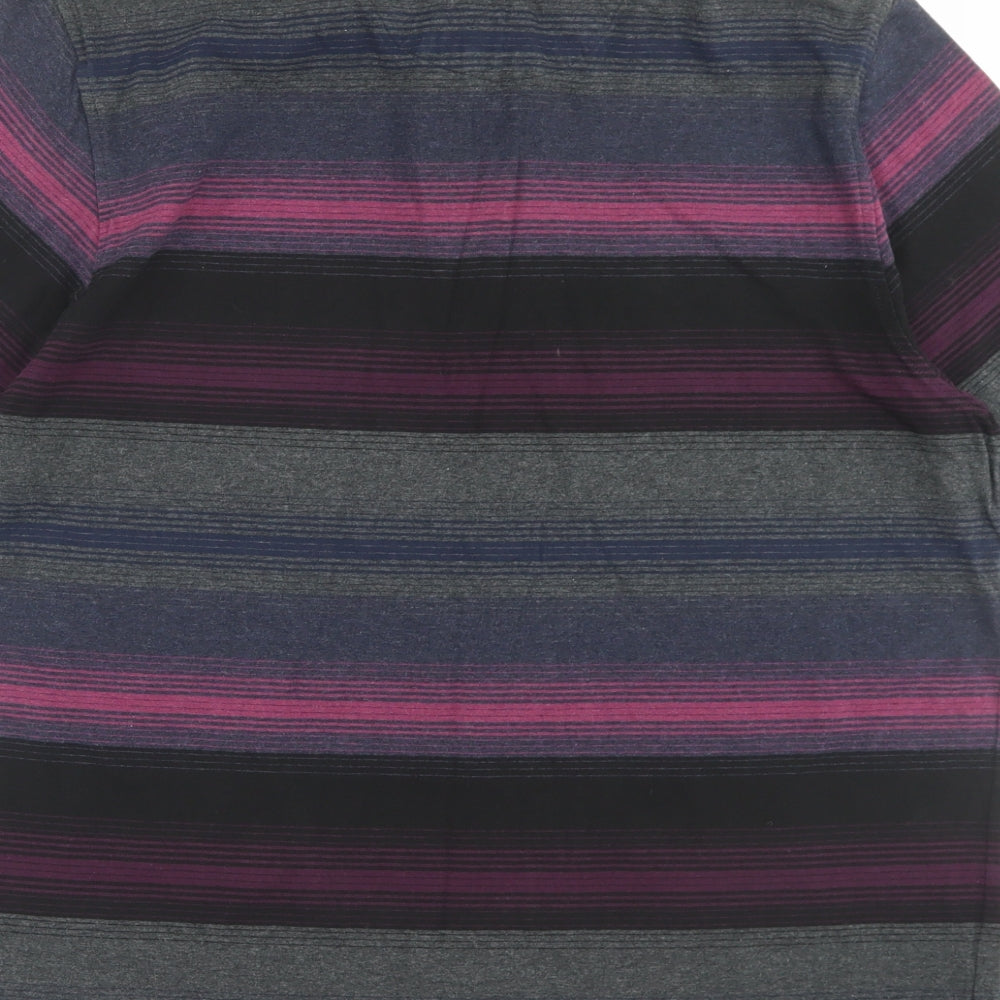 Marks and Spencer Mens Multicoloured Striped Cotton Polo Size XL Collared Button