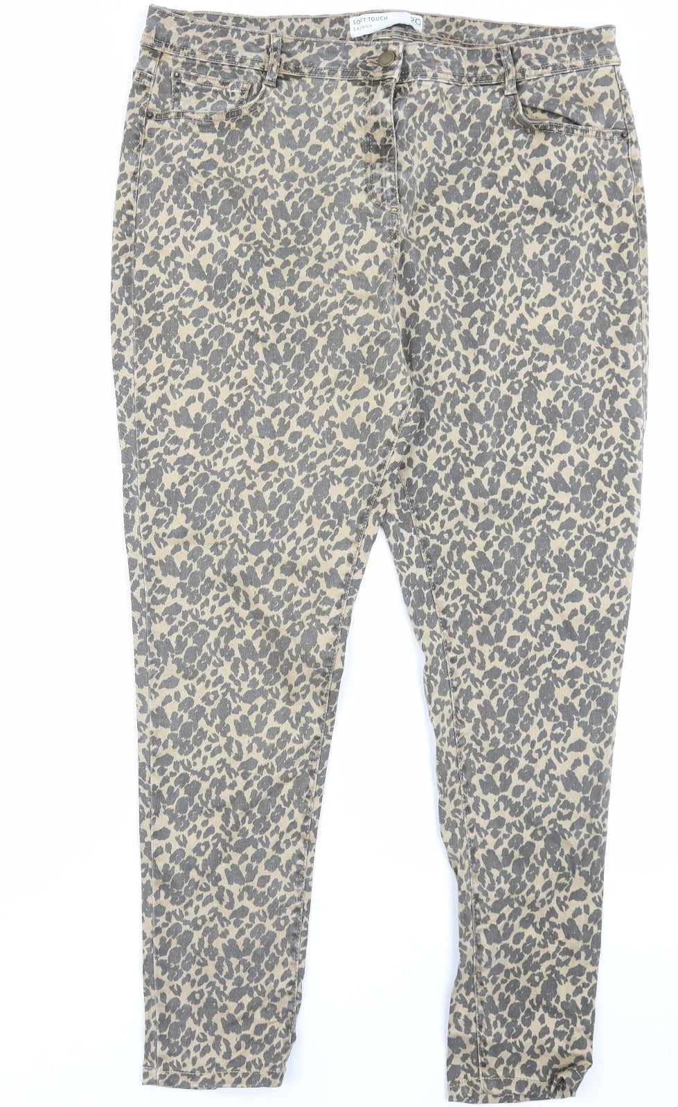 NEXT Womens Brown Animal Print Lyocell Skinny Jeans Size 20 L28 in Regular Button