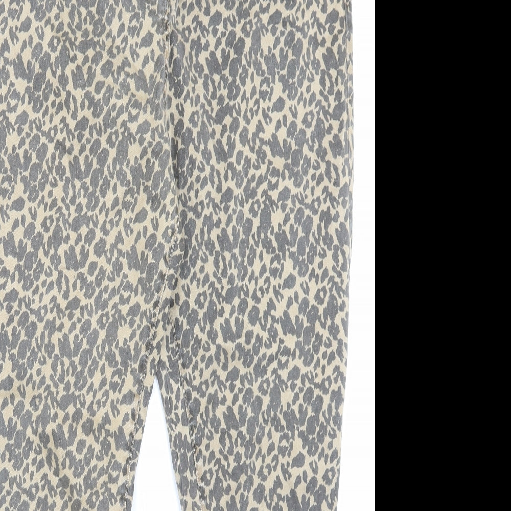 NEXT Womens Brown Animal Print Lyocell Skinny Jeans Size 20 L28 in Regular Button