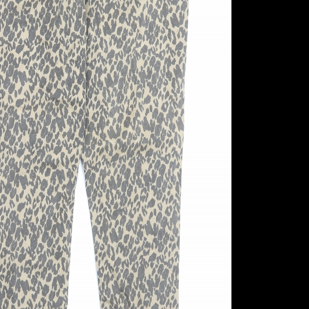 NEXT Womens Brown Animal Print Lyocell Skinny Jeans Size 20 L28 in Regular Button