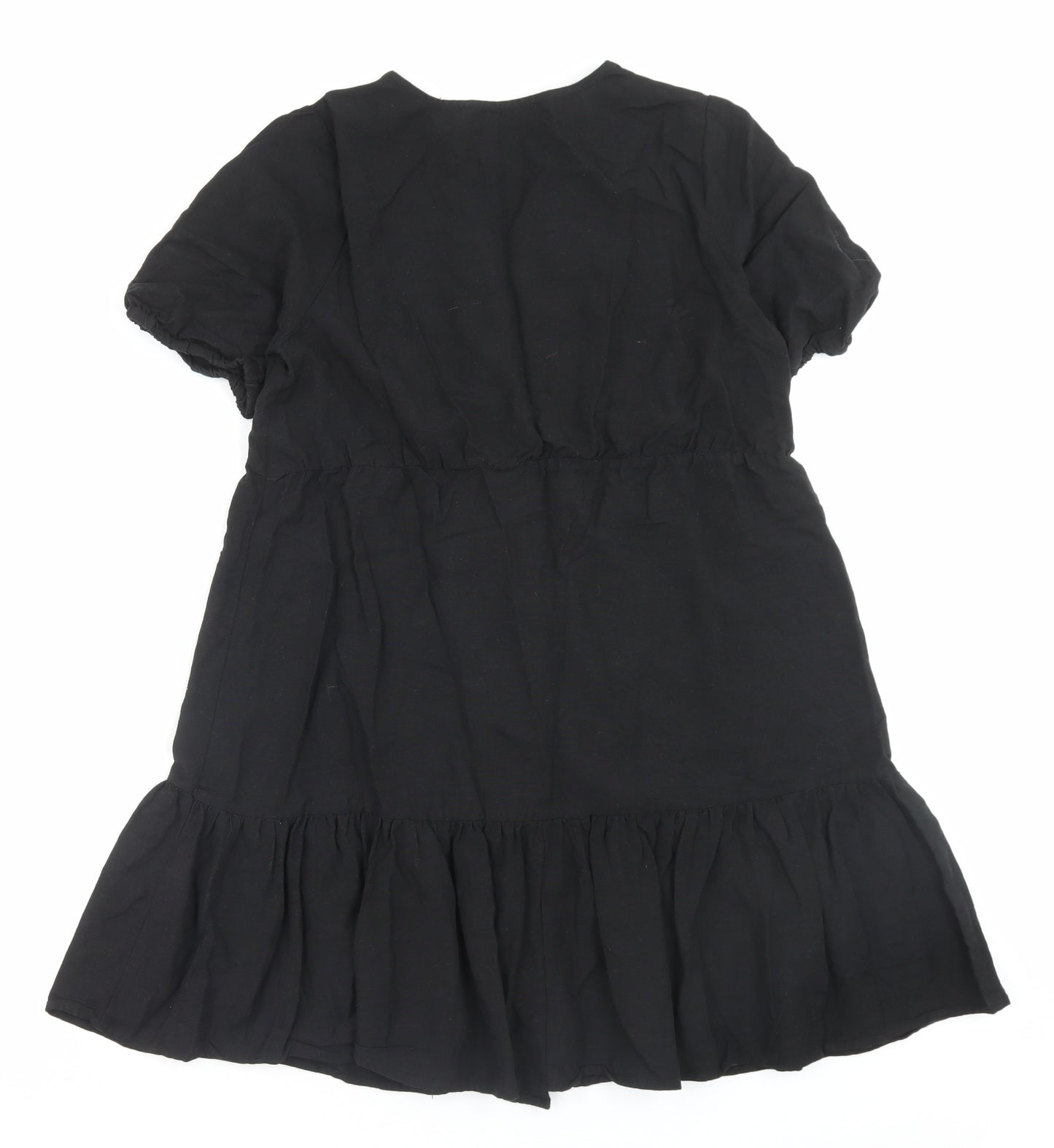 Primark Womens Black Viscose A-Line Size 10 V-Neck Button