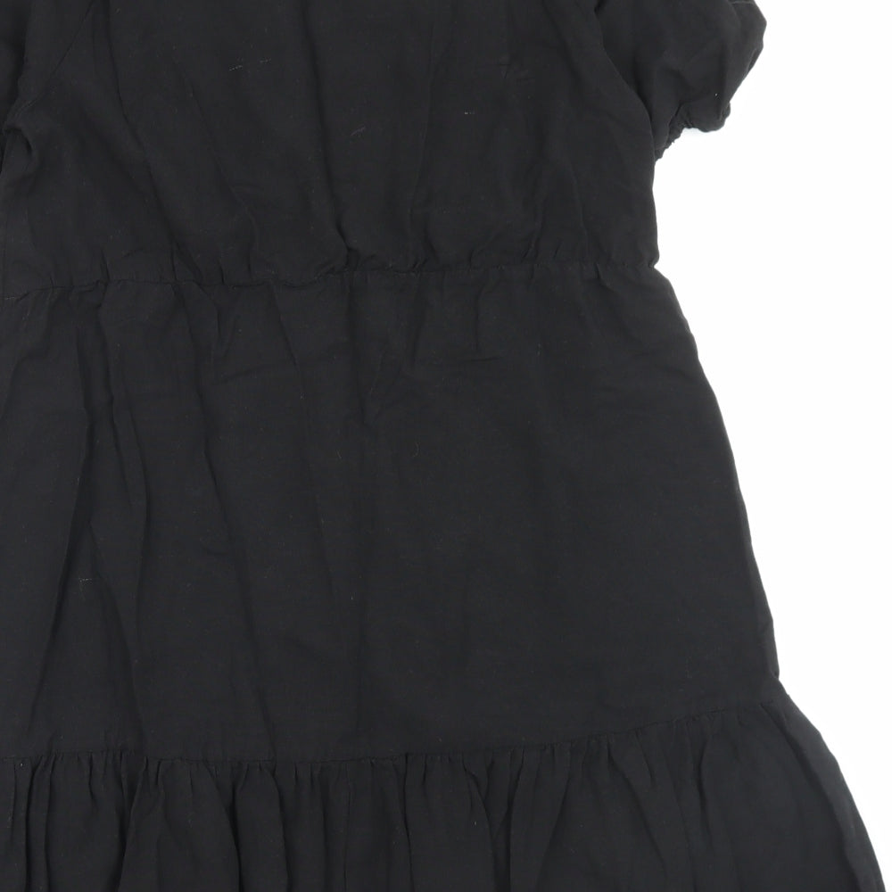 Primark Womens Black Viscose A-Line Size 10 V-Neck Button