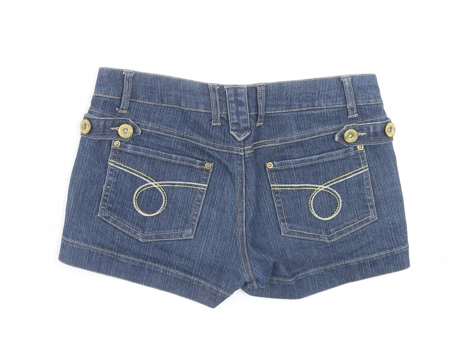 Denim & Co. Womens Blue Cotton Boyfriend Shorts Size 8 Regular Button