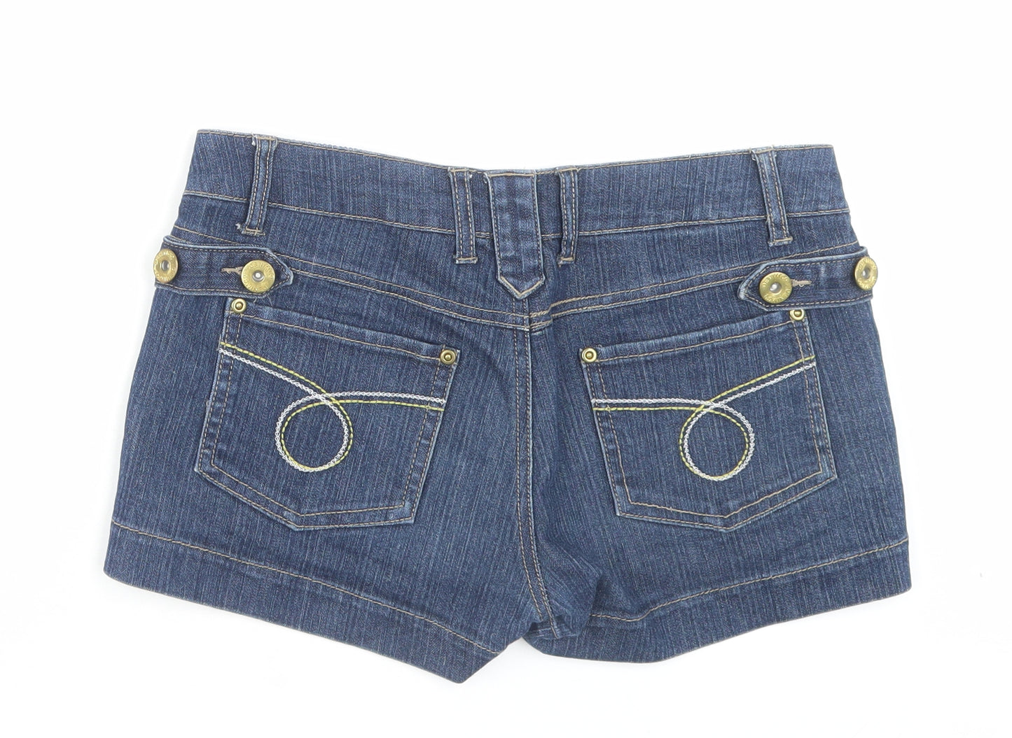 Denim & Co. Womens Blue Cotton Boyfriend Shorts Size 8 Regular Button